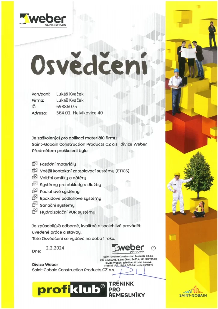 Certifikát Lukáš Kvaček